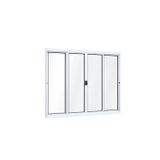 Janela de Correr Alumínio Central 2 Folhas Móveis 2 Fixas Lucasa Ideale  120cmx150cm Branco