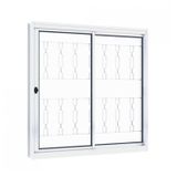 Janela de Correr Aço 2 Folhas com Grade Mosaico Riobras  100cmx100cm Branco