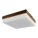 Luminaria Plafon De Sobrepor Quadrado Acrilico 40x40 Com Madeira Mdf