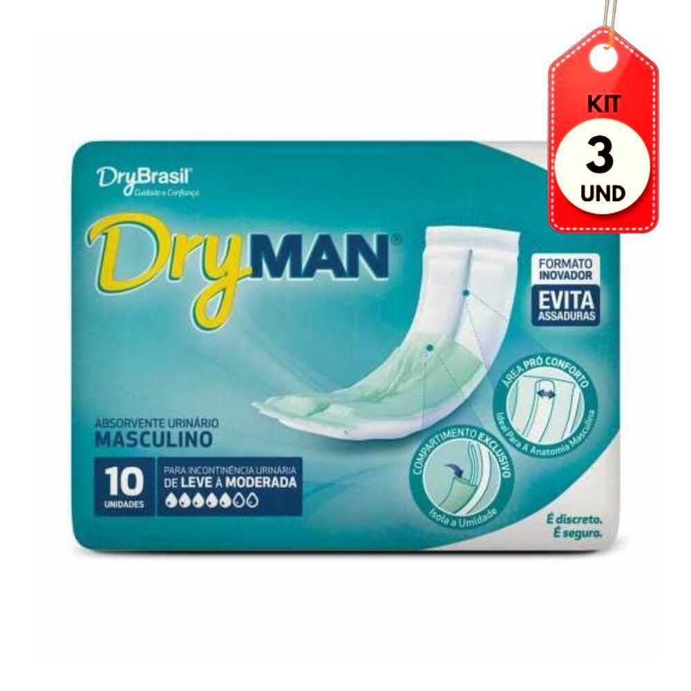 Kit C/03 Dry Man Absorvente Masculino C/10