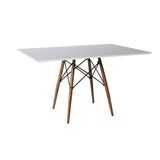 Mesa De Jantar Eiffel Retangular 120 Cm Tampo De Madeira Branca