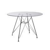 Mesa De Jantar Redonda Eames Tampo Vidro 90cm Com Ferro Preto - Up Home