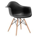 Cadeira Eames Eifflel Com Braco Daw De Madeira Com Assento Preto