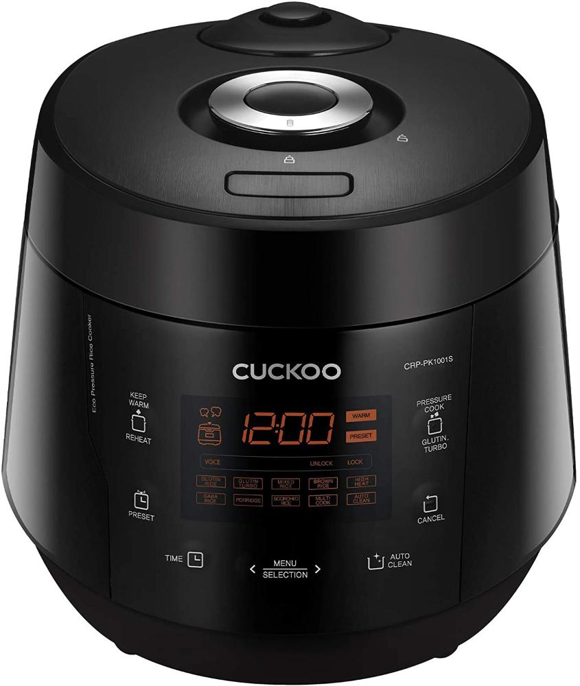 Cuckoo CRP-PK1001S Panela Elétrica de Arroz de Pressão Multifuncional e Programável, Panela Antiaderente, preta