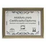 Moldura A4 Quadro Certificado Diploma De Luxo E Tela Acetato Titulos Moldura Prateada