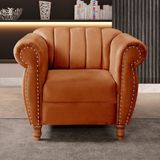 Poltrona Realeza Chesterfield Cadeira Vintage Decoração Retrô Terracota