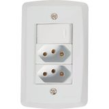 Conjunto 4x2 Com 1 Interruptor Simples 10 A 250 V E 2 Tomadas 2p+t 20 A 250 V Tramontina Lux2 Branco