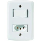 Conjunto 4x2 Com 1 Interruptor Paralelo 10 A 250 V E 1 Tomada 2p+t 10 A 250 V Tramontina Lux2 Branco