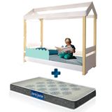 Cama Casinha Infantil Menta Com Led Jhulia Divaloto Com Colchão Probel D20