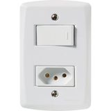 Conjunto 4x2 Com 1 Interruptor Simples 10 A 250 V E 1 Tomada 2p+t 10 A 250 V Tramontina Lux2 Branco