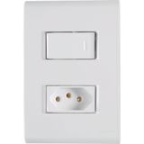 Conjunto 4x2 Com 1 Interruptor Simples 10 A 250 V E 1 Tomada 2p+t 20 A 250 V Tramontina Liz Branco