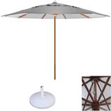 Ombrelone Guarda Sol 3,00 Metros De Madeira Com Base Cinza