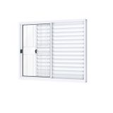 Janela Veneziana de Correr Lateral 3 Folhas com Grade Riobras Alumínio  100cmx150cm Branco