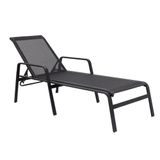 Espreguiçadeira Para Piscina Reforçada Aluminio Tela Sling Preto