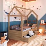 Cama Infantil Casinha Com 2 Gavetas Solteiro Aveiro Oak Sonho Completa Móveis