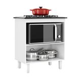 Balcão Para Fogão Cooktop 5 Bocas E Espaço Para Forno Elétrico Zanzini Itália Cor Branco Lacca Sem Porta