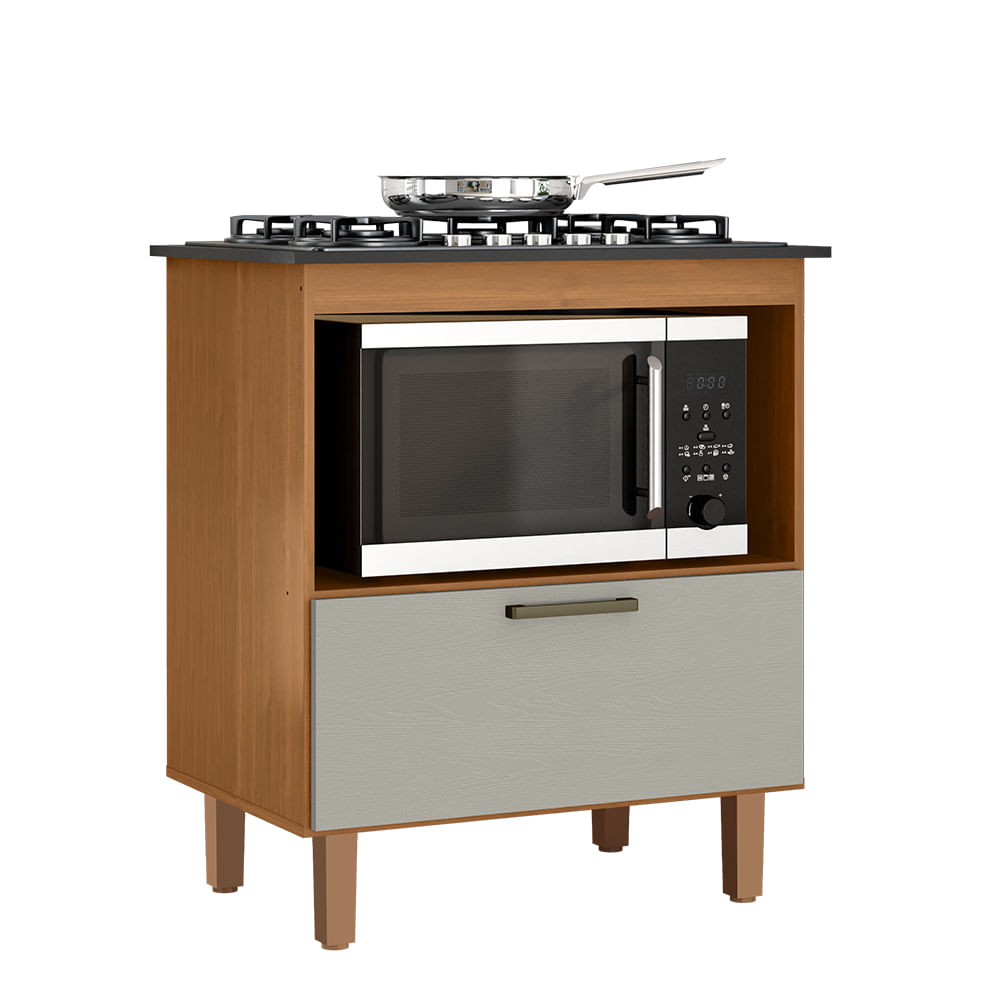 Balcão Para Fogão Cooktop 5 Bocas E Espaço Para Forno Elétrico Zanzini Itália Cor Cinamomo/areia 1 Porta