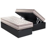 Cama Box Baú Solteiro: Colchão Anatômico Paropas D33 - Ag65 Confort + Base Crc Suede Gray(88x188)