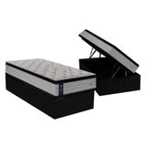 Cama Box Baú Solteiro: Colchão Molas Ensacadas Sealy Passion + Base Crc Suede Black(88x188)