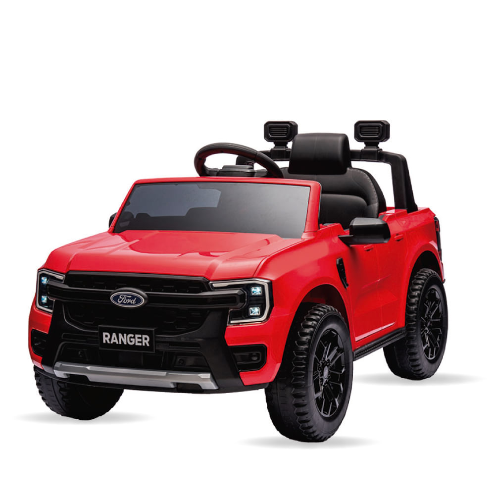 Carro Elétrico Infantil Ford Ranger Vermelho 12v Com Controle Remoto Luz De Led E Volante Com Sons De Corrida Zippy Toys