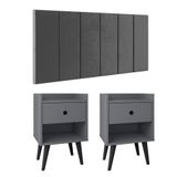 Kit 2 Mesinhas Decore Nicho Porta Objetos Pés Palito Preto Cabeceira Suspensa Júlia Cama Box Casal 1,40 Cinza Suede - Lojas RPM