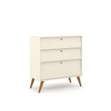 Comoda De Bebê Gold Retrô 3 Gavetas 100% Mdf Cor Off White Com Eco Wood - Matic Móveis