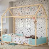 Cama Infantil Casinha Montessoriana Liv Cor Menta Com Natural - Matic Móveis