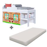 Cama Infantil Elevada Cabaninha Solteiro Branco Imaginação