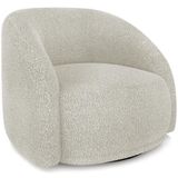 Poltrona Decorativa Giratória Angelina M03 Bouclê Bege Claro - Lyam Decor