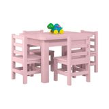 Mesinha Infantil Madeira Maciça 88x67 Com 4 Cadeiras Rosa Nipu Shop Jm