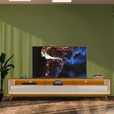 Rack Com Led Para Tv Até 75 Polegadas Com Pés Em Madeira Naturale Off White Rubi Shop Jm