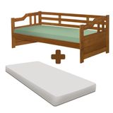 Sofá Cama Madeira Maciça Com Colchão Solteiro Castanho Shop Jm