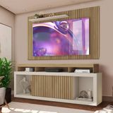 Kit Rack E Painel Para Tv 65 Polegadas Com Detalhe Frisado 180cm Buriti Off White Maude Shop Jm