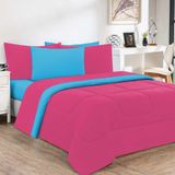 Edredom Malha 100% Algodão Gran Moratta 1 Peça Casal - Pink -azul Turquesa