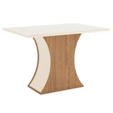 Mesa Sala De Jantar Luiza 1.200mm Canto Arredon Com Vidro Nature-off White - Henn