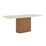 Mesa Sala De Jantar Solana 2000mm Canto Arredon Com Vidro Nature-off White - Henn