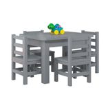 Mesinha Infantil Madeira Maciça 88x67 Com 4 Cadeiras Cinza Nipu Shop Jm