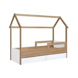 Cama Casinha Montessoriana Com 2 Gavetas Solteiro Aveiro Oak Branco Sorriso Shop Jm