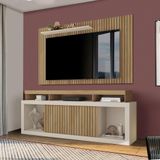 Rack E Painel Com Rodízios Para Tv Até 65 Polegadas 180cm Buriti Off White Leah Shop Jm