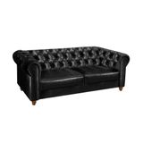 Sofá Para Barbearia 1,80m Chesterfield Living Corino Preto Shop Jm