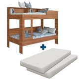 Cama Beliche Com Estante E 2 Colchões Solteiro Nogal Sunset Shop Jm