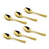Kit 6 Colheres Para Café De Aço Inox Positano Dourado 12cm