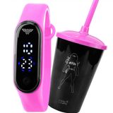 Relogio Digital Prova Dagua + Infantil Copo Mulher Maravilha Presente Qualidade Premium Silicone