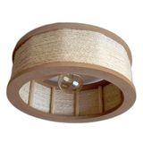 Luminária Lustre Pendente Rústico Retro Madeira Sisal 60cm