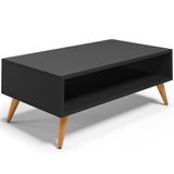 Mesa De Centro Para Sala De Estar Pés Palito Cannes L03 Preto