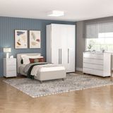 Quarto Guarda-roupa 3 Portas Cômoda 8 Gavetas Mesa De Cabeceira 3 Gavetas Branco