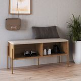 Sapateira Banco Estofada 93cm Pé Metal Oslo Hanover/dourado