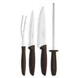 Kit Para Churrasco Tramontina Plenus Com Laminas Em Aço Inox E Cabos De Polipropileno Marrom 4 Peças