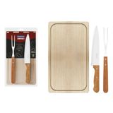 Kit Para Churrasco Tramontina Com Laminas Em Aço Inox E Cabos Em Madeira Natural 3 Peças