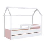 Cama Infantil Solteiro Auxiliar Casinha Branco Rosa